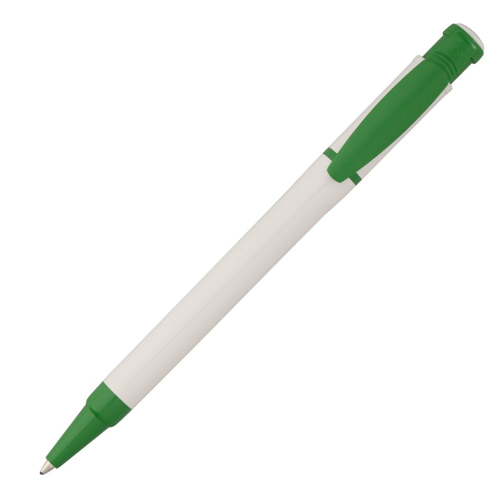 Ручка шариковая Kreta, белая с зеленым 