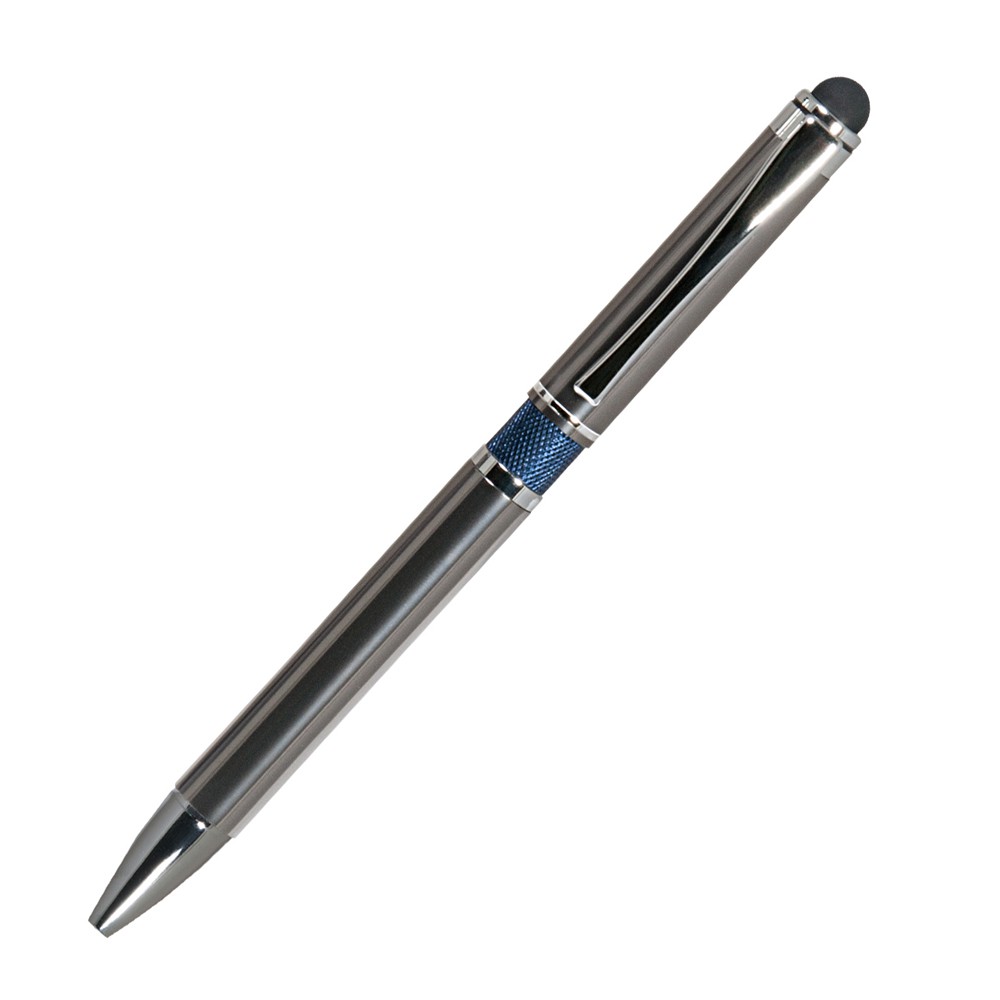 Шариковая ручка, iP, наж. мех-м, корпус- металл, синий, сил. стилус