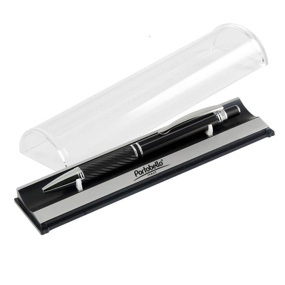 Шариковая ручка, Crocus, алюминий,покрытие черный, отделка - гравировка, хром. детали,в упак с лого