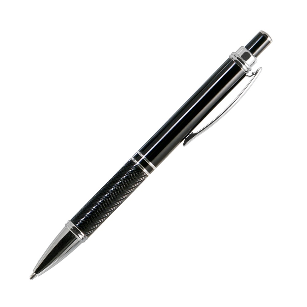 Шариковая ручка, Crocus, алюминий,покрытие черный, отделка - гравировка, хром. детали,в упак с лого