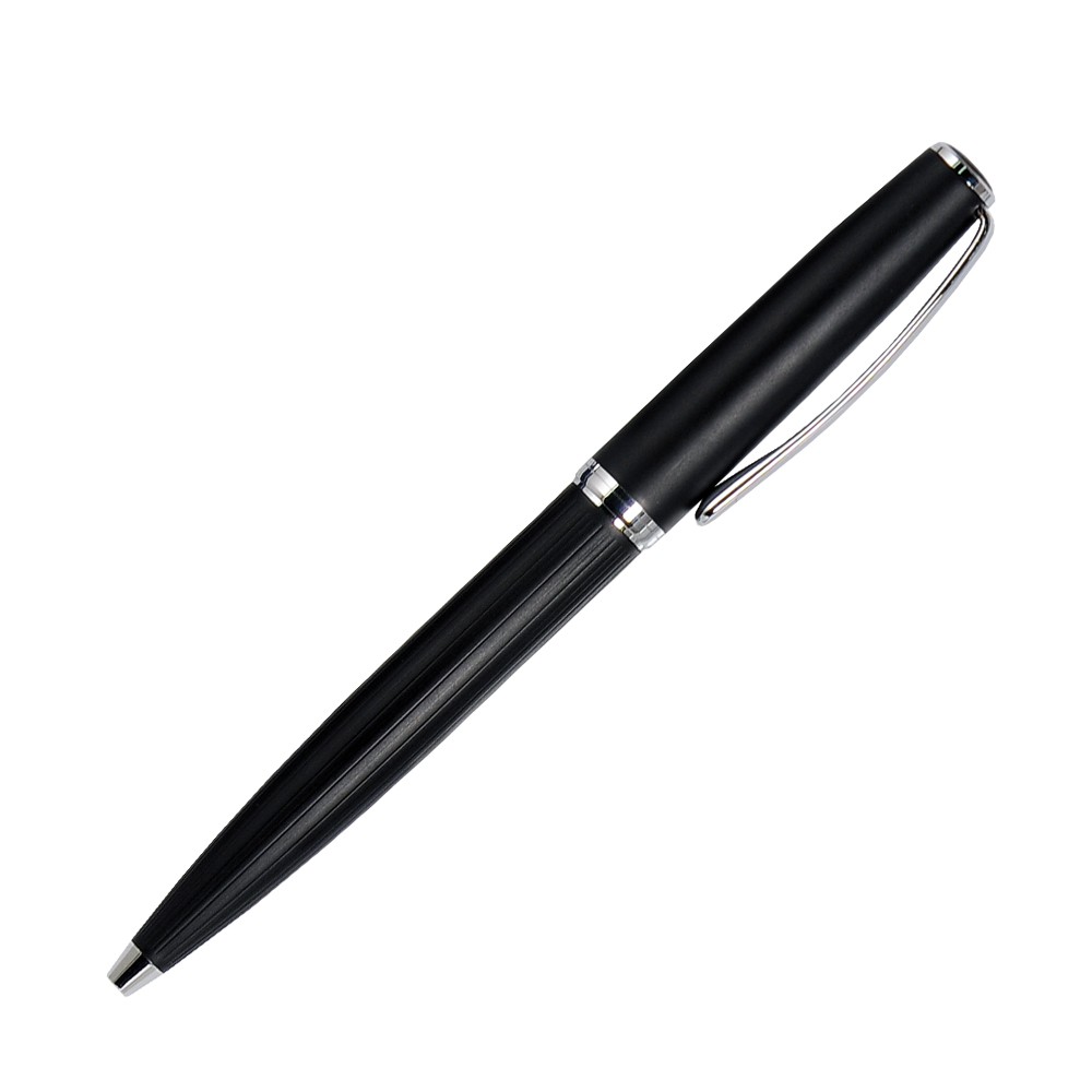Шариковая ручка, Opera, поворотный мех-м, черный матовый, отделка хром. в упак с лого