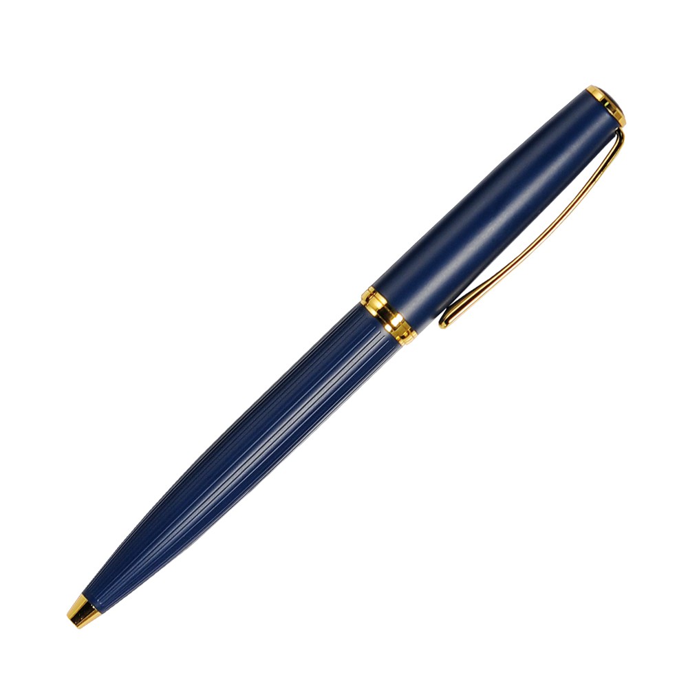 Шариковая ручка, Opera, поворотный мех-м, синий матовый, отделка позолота