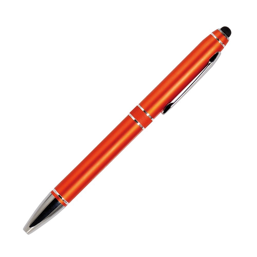 Шариковая ручка, iP2, поворотный мех-м, оранжевый матовый, отделка хром, силиконовый стилус, в упаковке, с логотипом