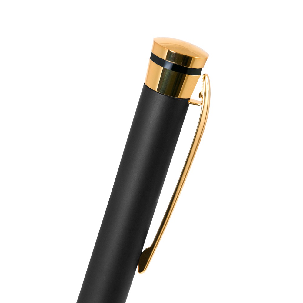 Шариковая ручка, Megapolis, корпус- латунь, покрытие матовый черный лак, отделка - позолота