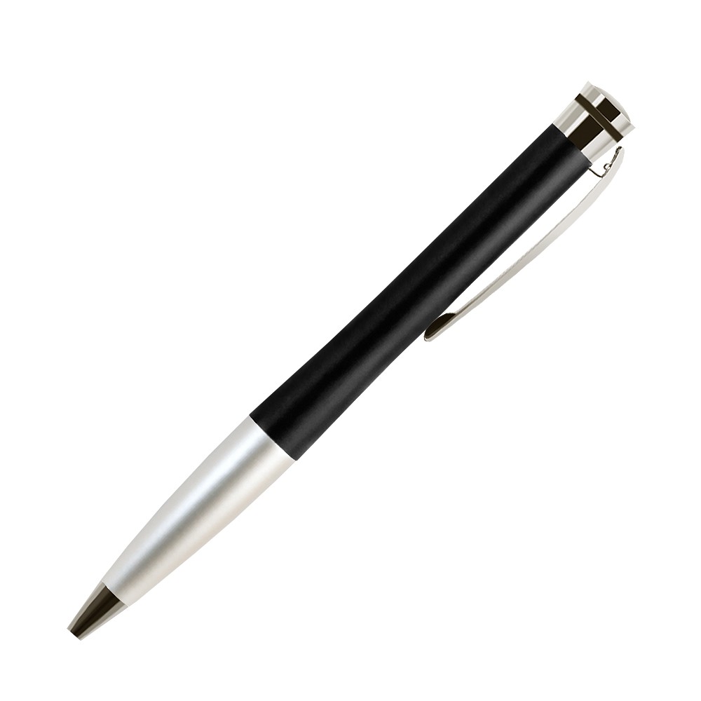 Шариковая ручка, Megapolis, корпус- латунь, покрытие мат. черный лак, отделка - мат. серебро
