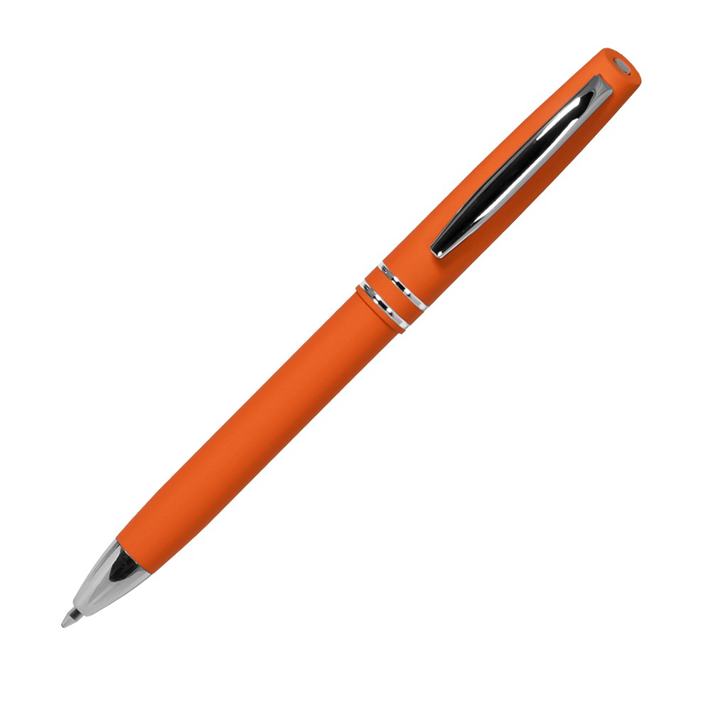 Шариковая ручка, Consul, нажимной мех-м,корпус-алюминий,покрытие-soft touch,отд.-хром. гравир., оранжевый