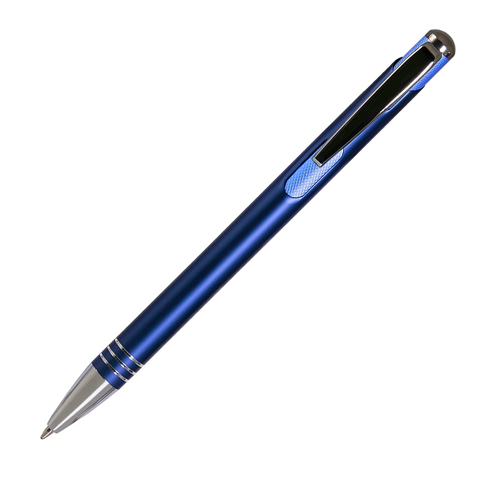 Шариковая ручка, Bello, нажимной мех-м,корпус-алюминий,отд.-хром. гравир., синий