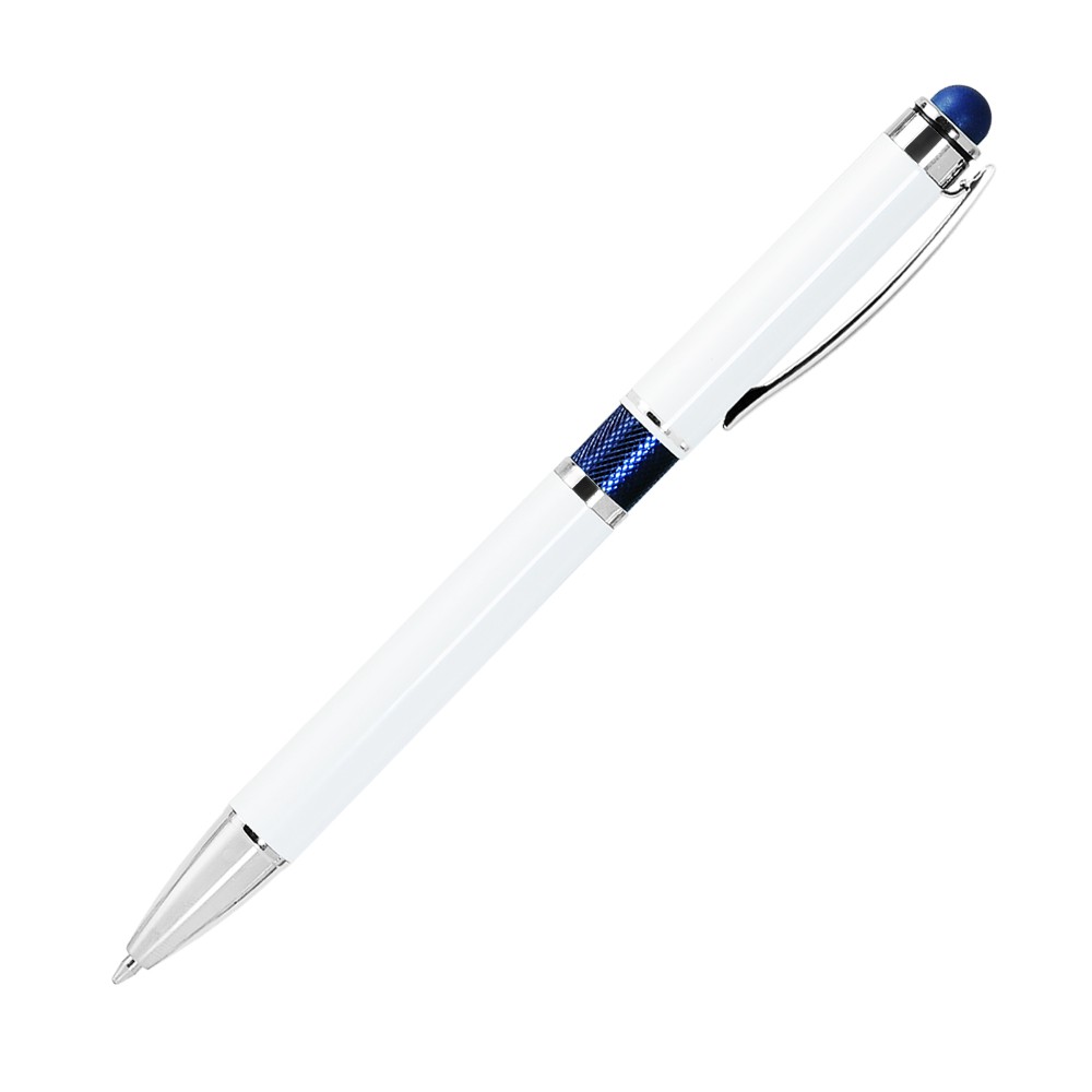 Шариковая ручка, Arctic, нажимной мех-м, корпус-алюминий,белый лак/отделка-гравировка,синее кольцо
