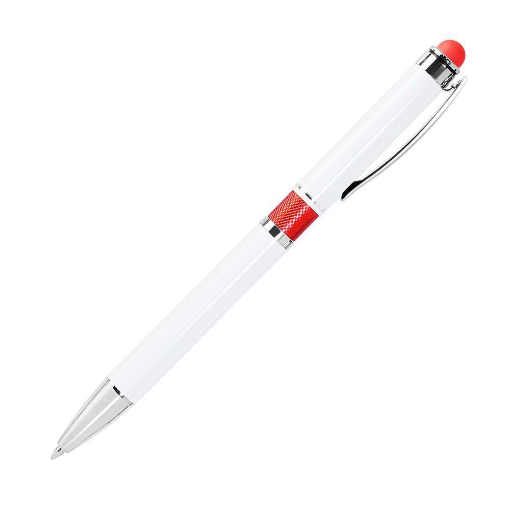 Шариковая ручка, Arctic, нажимной мех-м, корпус-алюминий,белый лак/отделка-гравировка,красное кольцо