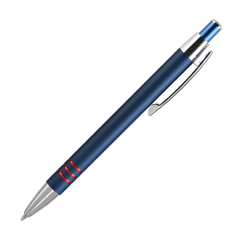 Шариковая ручка, Avenue, нажимной мех-м,корпус-алюминий,синий /отд- хром,красный