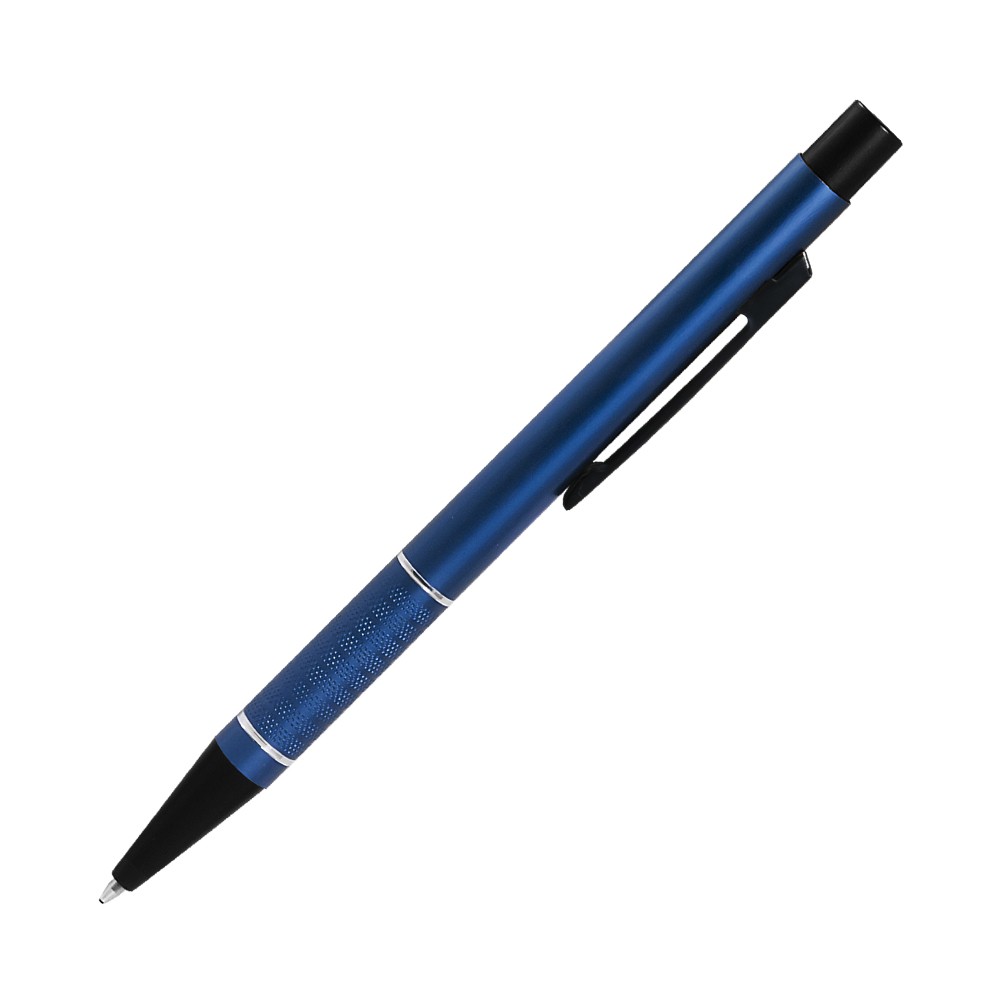 Шариковая ручка, Etna, нажимной мех-м,корпус-алюминий,синий,матовый/отд-гравир-ка, хром.кольцо, детали с черным покрытием