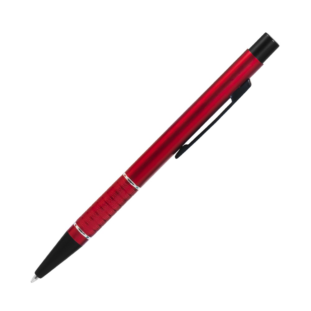 Шариковая ручка, Etna, нажимной мех-м,корпус-алюминий,красный,матовый/отд-гравир-ка, хром.кольцо, детали с черным покрытием