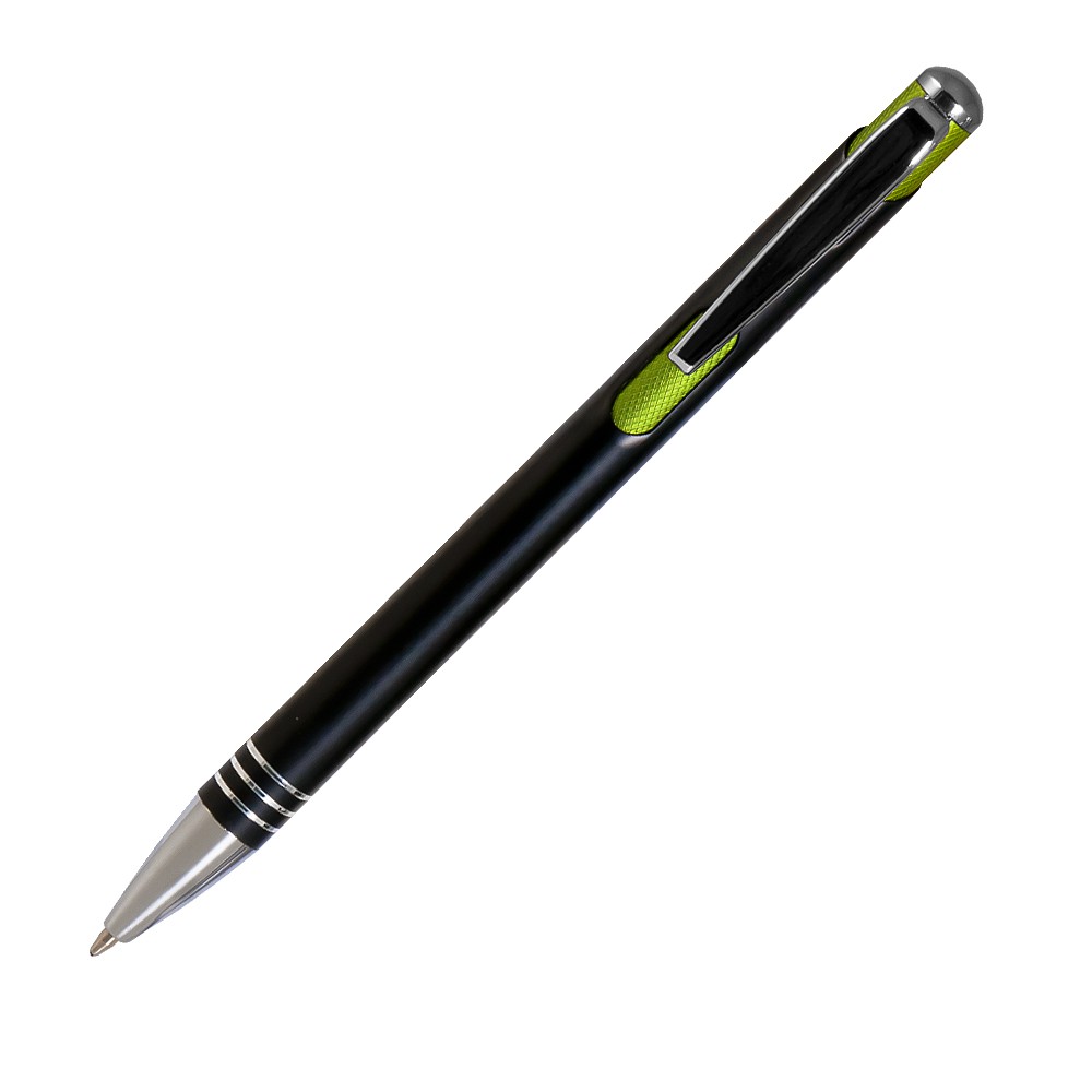 Шариковая ручка, Bello, нажимной мех-м,корпус-алюминий,отд.-хром. гравир., черный/оливковый