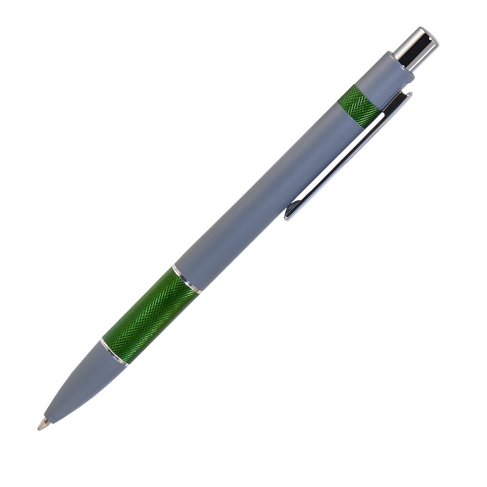 Шариковая ручка, Colibri, нажимной мех-м,корпус-алюминий,отд.-цветная гравир., серый/зеленый