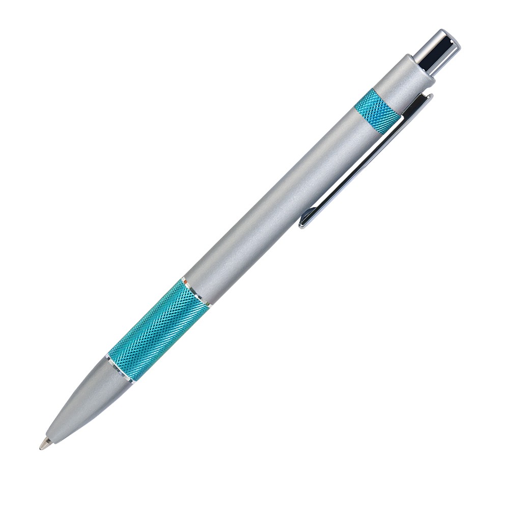 Шариковая ручка, Colibri, нажимной мех-м,корпус-алюминий,отд.-цветная гравир., серебро/мятный