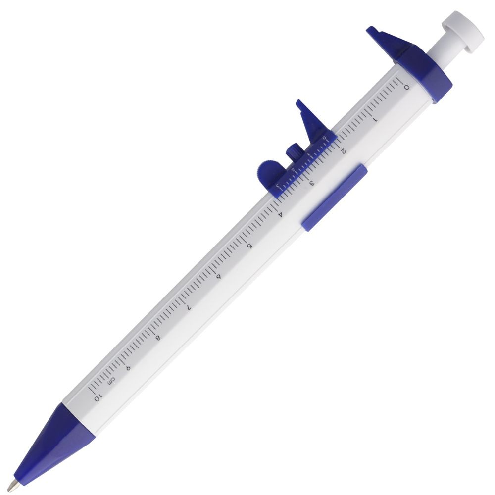 Ручка шариковая «Штангенциркуль», белая с синим