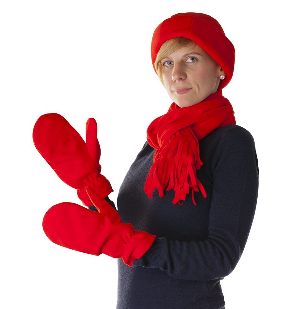Комплект Unit Fleecy: шарф, шапка, варежки, красный