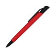 Шариковая ручка, Grunge, нажимной мех-м,корпус-алюминий, матовый, под лазерную гравировку, отд.-детали с черным покрытием, красный