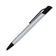 Шариковая ручка, Grunge, нажимной мех-м,корпус-алюминий, матовый, под лазерную гравировку, отд.-детали с черным покрытием, серебряный